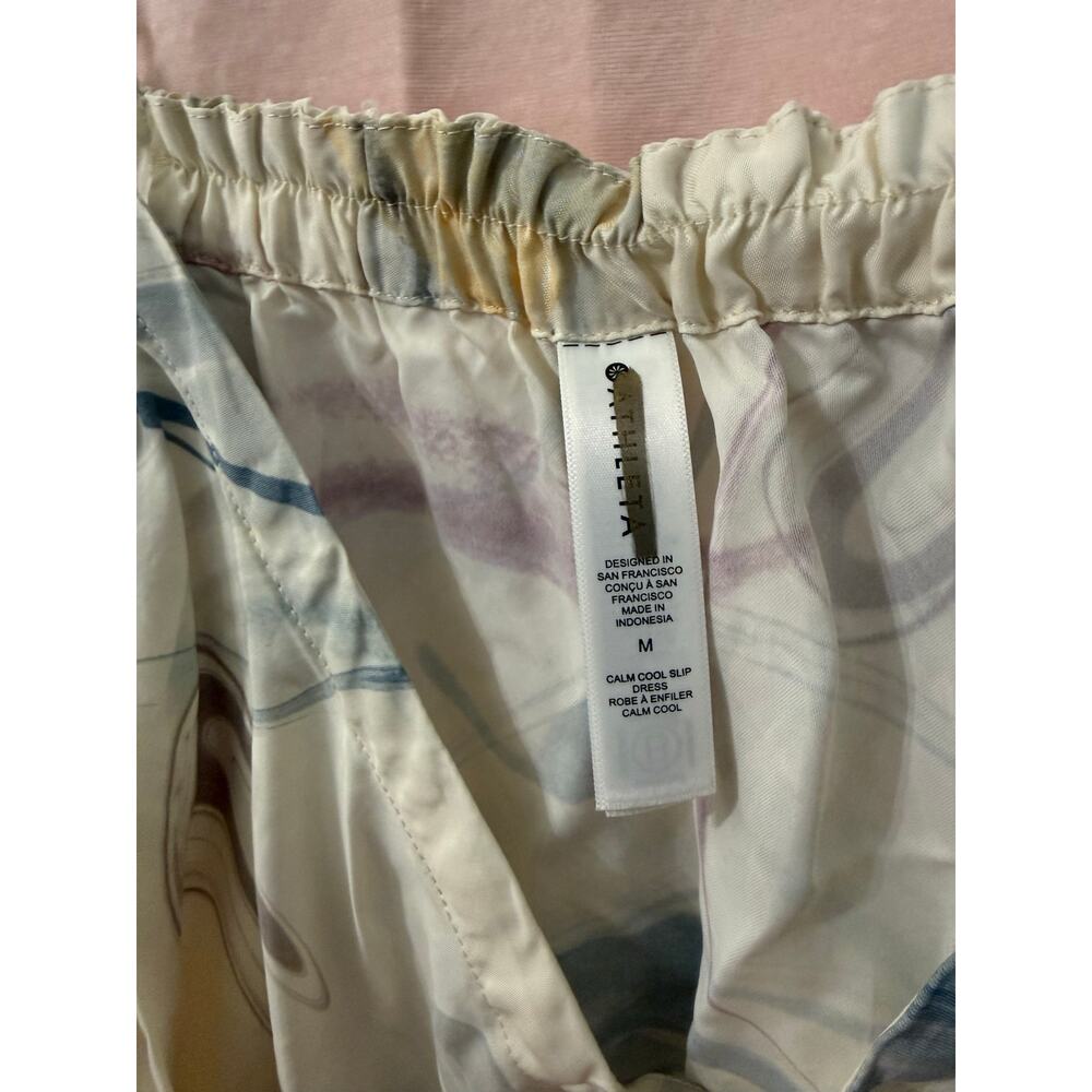 Athleta Abstract Cupro Slip Dress Multicolor Size Medium Calm Cool Pajama - Picture 6 of 8